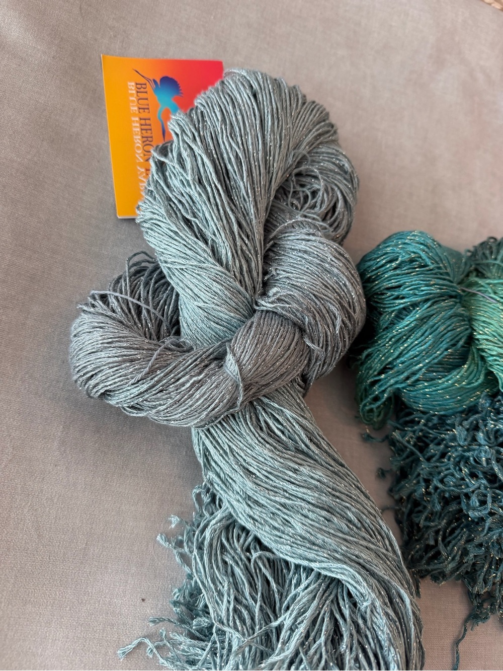 Hand-Dyed Yarn Bundle in Teal, Seafoam, and Chocolate - blue heron strand bundle - Picture 2 of 4